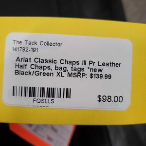 Pr Leather Half Chaps, bag, tags *new
