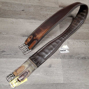 Padded Leather Girth, 1x els *fair, repaired, rubs, faded, undone stitching, gunky?glue?melted, hairy, ridges, paint, curled/hard edge