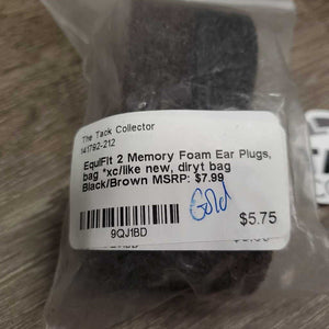 2 Memory Foam Ear Plugs, bag *xc/like new, diryt bag