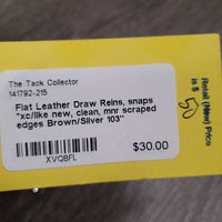 Flat Leather Draw Reins, snaps *xc/like new, clean, mnr scraped edges
