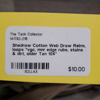Cotton Web Draw Reins, loops *vgc, mnr edge rubs, stains & dirt, older
