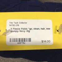 3 Fleece Polos *gc, clean, hair, mnr clumpy
