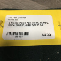 2 Fleece Polos *gc, clean, clumpy, hairy, marker, older
