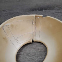 2 Ribbed Rubber Bell Boots, velcro *gc, clean, discolored/yellowed, stains, cut edge, peeled edge
