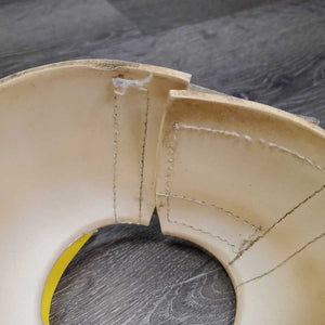 2 Ribbed Rubber Bell Boots, velcro *gc, clean, discolored/yellowed, stains, cut edge, peeled edge