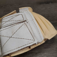 2 Ribbed Rubber Bell Boots, velcro *gc, clean, discolored/yellowed, stains, cut edge, peeled edge
