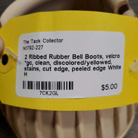 2 Ribbed Rubber Bell Boots, velcro *gc, clean, discolored/yellowed, stains, cut edge, peeled edge
