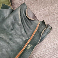 Pr Full Smooth Leather Chaps *gc/fair, v.rubbed, threads, older, scrapes, curled top edge, thin spots, ADJUSTED/taken in
