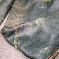 Pr Full Smooth Leather Chaps *gc/fair, v.rubbed, threads, older, scrapes, curled top edge, thin spots, ADJUSTED/taken in