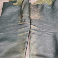 Pr Full Smooth Leather Chaps *gc/fair, v.rubbed, threads, older, scrapes, curled top edge, thin spots, ADJUSTED/taken in
