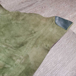Pr Full Smooth Leather Chaps *gc/fair, v.rubbed, threads, older, scrapes, curled top edge, thin spots, ADJUSTED/taken in