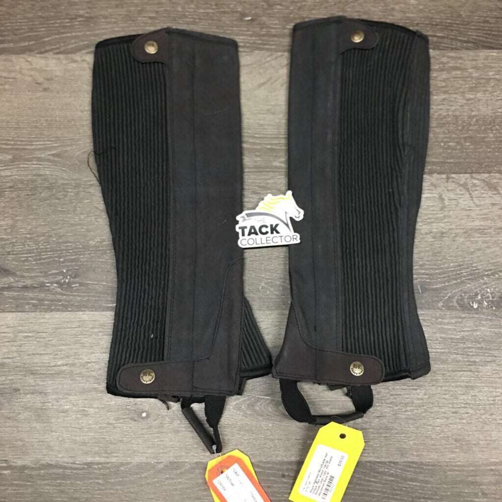 MicroSuede Half Chaps, Zips, snaps *vgc/gc, threads, clean, rubs, mnr stains, discolored