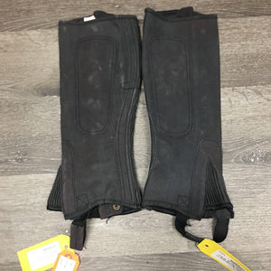 MicroSuede Half Chaps, Zips, snaps *vgc/gc, threads, clean, rubs, mnr stains, discolored