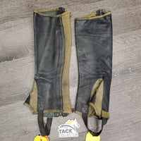 Pr Leather Half Chaps *gc/fair, older, rubs, faded, undone stitching, rusty, stains, dirty