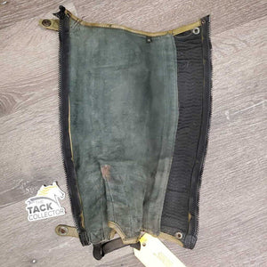 Pr Leather Half Chaps *gc/fair, older, rubs, faded, undone stitching, rusty, stains, dirty