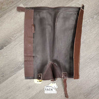 Thick Suede Half Chaps, velcro, velcro top, buckle bottom *xc, mnr rubs, hair & shavings?, older