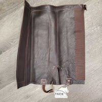 Thick Suede Half Chaps, velcro, velcro top, buckle bottom *xc, mnr rubs, hair & shavings?, older