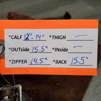 Thick Suede Half Chaps, velcro, velcro top, buckle bottom *xc, mnr rubs, hair & shavings?, older
