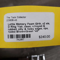 Memory Foam Girth, x2 els, D Ring *fair, clean, v.frayed & rubbed, pilly & holey edges, rips, faded
