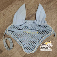Crochet Ear Bonnet Fly Veil, piping, string *gc, curled, stains, discolored?
