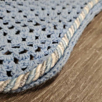 Crochet Ear Bonnet Fly Veil, piping, string *gc, curled, stains, discolored?
