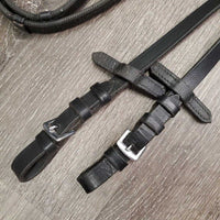 Notched Cotton Web Reins, buckles *gc, faded, torn & frayed, dirt, stains