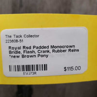 Rsd Padded Monocrown Bridle, Flash, Crank, Rubber Reins *new
