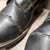 JUNIORS Synthetic Field Boots, zips *fair, torn seams, slice, broken & torn elastics, crack
