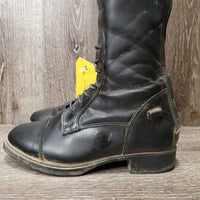JUNIORS Synthetic Field Boots, zips *fair, torn seams, slice, broken & torn elastics, crack
