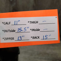 JUNIORS Synthetic Field Boots, zips *fair, torn seams, slice, broken & torn elastics, crack
