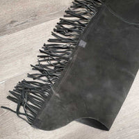 Suede Western Full Chaps, Fringe, Back Concho *vgc/xc, mnr dirt & rubs
