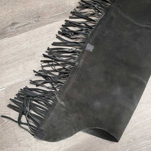 Suede Western Full Chaps, Fringe, Back Concho *vgc/xc, mnr dirt & rubs