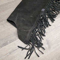 Suede Western Full Chaps, Fringe, Back Concho *vgc/xc, mnr dirt & rubs
