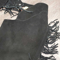 Suede Western Full Chaps, Fringe, Back Concho *vgc/xc, mnr dirt & rubs
