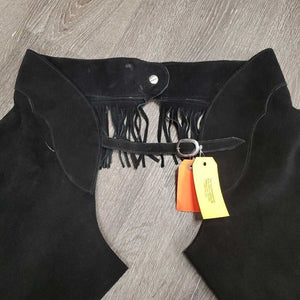 Suede Western Full Chaps, Fringe, Back Concho *vgc/xc, mnr dirt & rubs