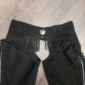 Suede Western Full Chaps, Fringe, Back Concho *vgc/xc, mnr dirt & rubs