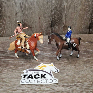 2 Toy Horse, Rider & Tack Set *vgc, mnr scratches