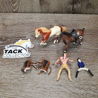 2 Toy Horse, Rider & Tack Set *vgc, mnr scratches