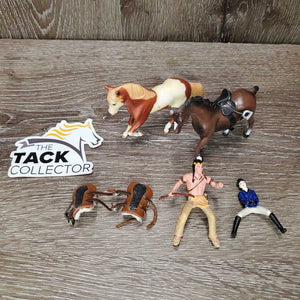 2 Toy Horse, Rider & Tack Set *vgc, mnr scratches