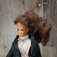 1 Rider Girl Doll, Clothes, Boots *gc, pilly, fuzzy hair, no helmet
