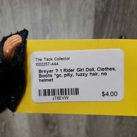 1 Rider Girl Doll, Clothes, Boots *gc, pilly, fuzzy hair, no helmet