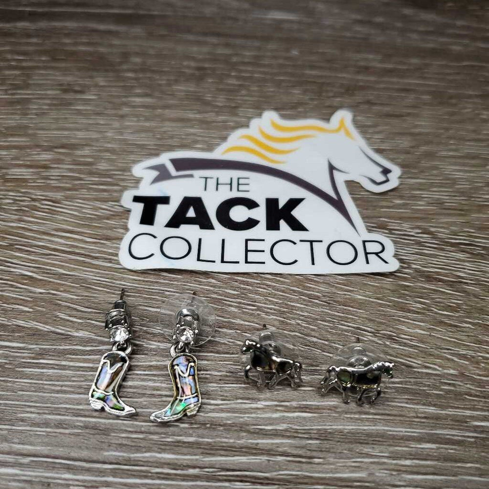 2 Prs Earrings: Western Boots & Horses