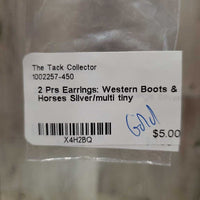 2 Prs Earrings: Western Boots & Horses
