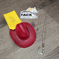 Horse Shoe Necklace, Suede Cowboy Hat Box *vgc, dirty hat
