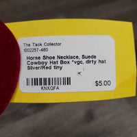 Horse Shoe Necklace, Suede Cowboy Hat Box *vgc, dirty hat
