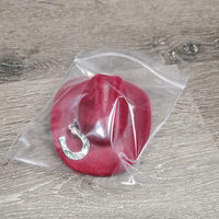 Horse Shoe Necklace, Suede Cowboy Hat Box *vgc, dirty hat
