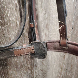 FS Rsd Padded Bridle *NO Reins, vgc/gc, dry, stiff, creases, clean, xhole, rubs, mnr dirt?residue