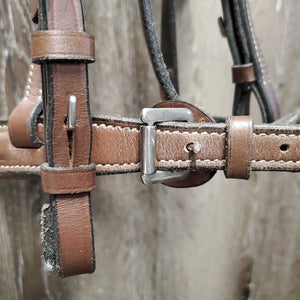 FS Rsd Padded Bridle *NO Reins, vgc/gc, dry, stiff, creases, clean, xhole, rubs, mnr dirt?residue