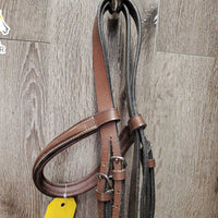FS Rsd Padded Bridle *NO Reins, vgc/gc, dry, stiff, creases, clean, xhole, rubs, mnr dirt?residue
