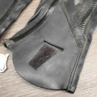 Pr Leather Half Chaps *vgc, mnr dirt, stretched elastic, inside: shavings & hay